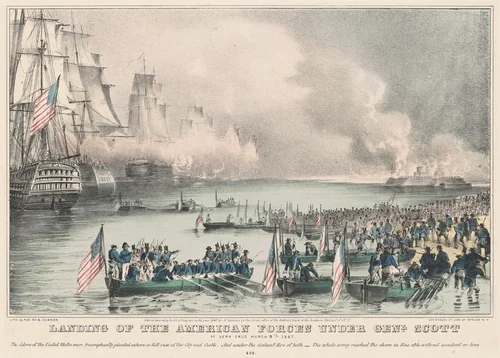 Landing of the American Forces under Genl. Scott: At Vera Cruz March 9th 1847 by Nathaniel Currier, print, 1847