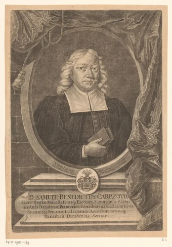Portret van Samuel Benedikt Carpzov by Johann Georg Bodenehr, print, 1707-1730