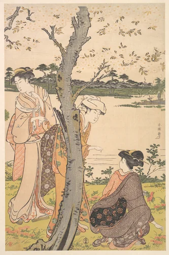 Gathering Young Flowers by Katsukawa Shunchō (勝川春潮), print, 1780-1795