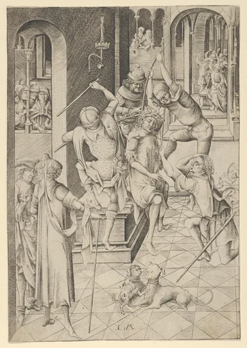 Christ Crowned with Thorns from The Passion by Israhel van Meckenem, print, 1435-1503