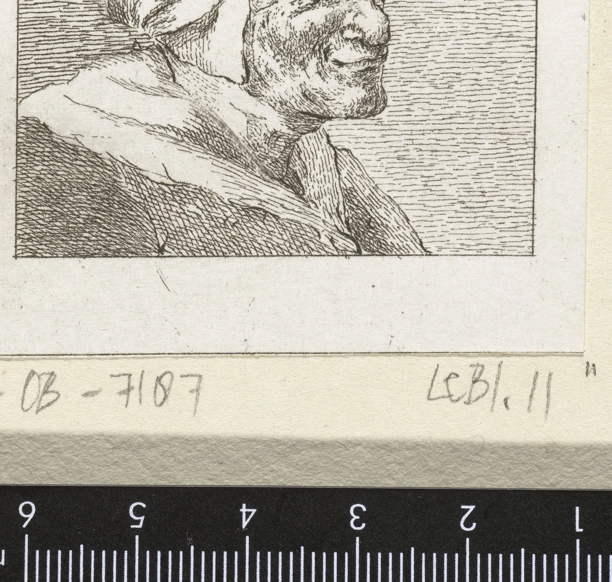 Kop van een oude vrouw by Pieter de Mare, print, 1779