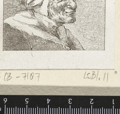 Kop van een oude vrouw by Pieter de Mare, print, 1779