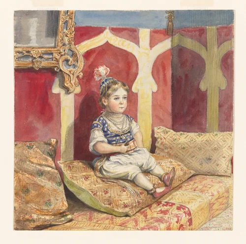A Two-Year-Old Girl from a Prominent Family in Algiers by Olivier Bro de Comères, drawing, 1832-1842
