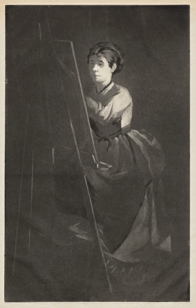 Young Woman at an Easel by Henri Charles Guérard, print, 1885-1895