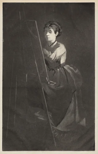 Young Woman at an Easel by Henri Charles Guérard, print, 1885-1895