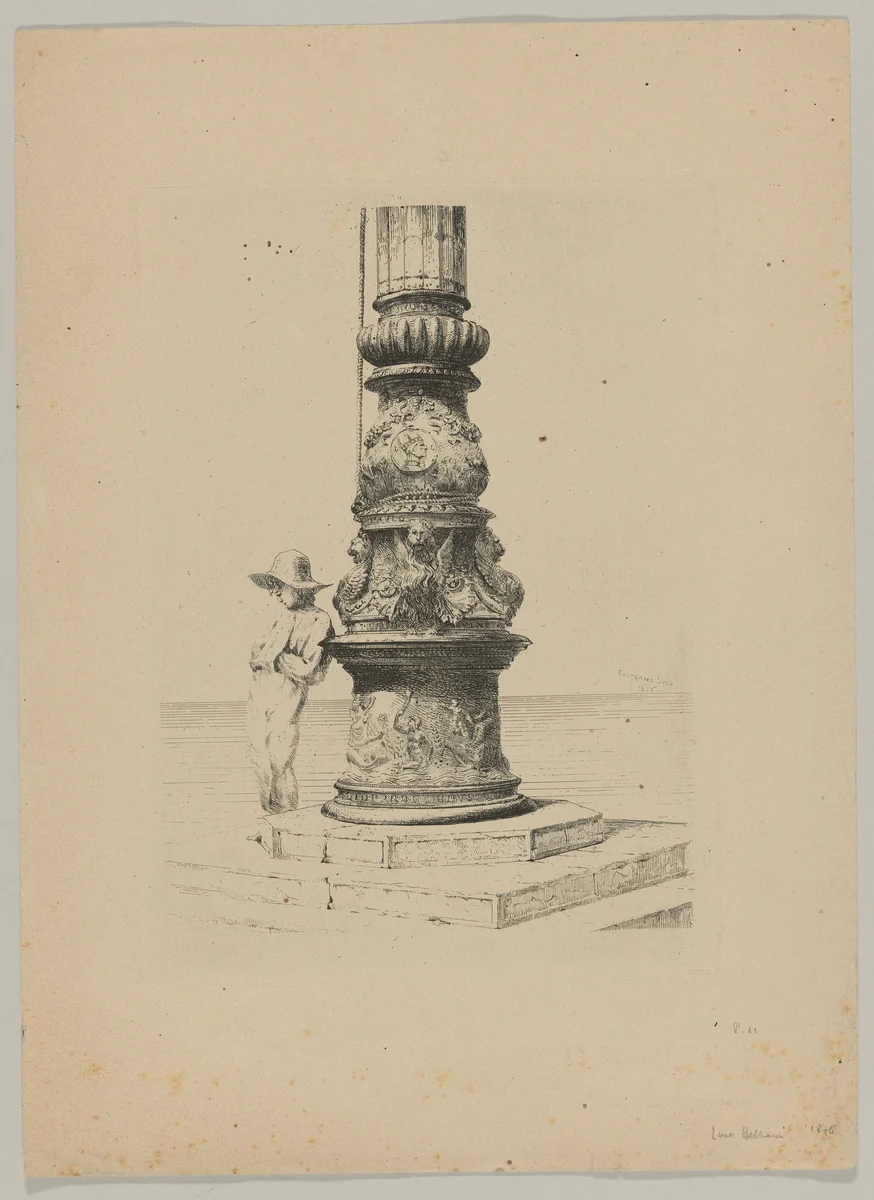 Column in Saint Mark’s Square by Luca Beltrami, print, 1877