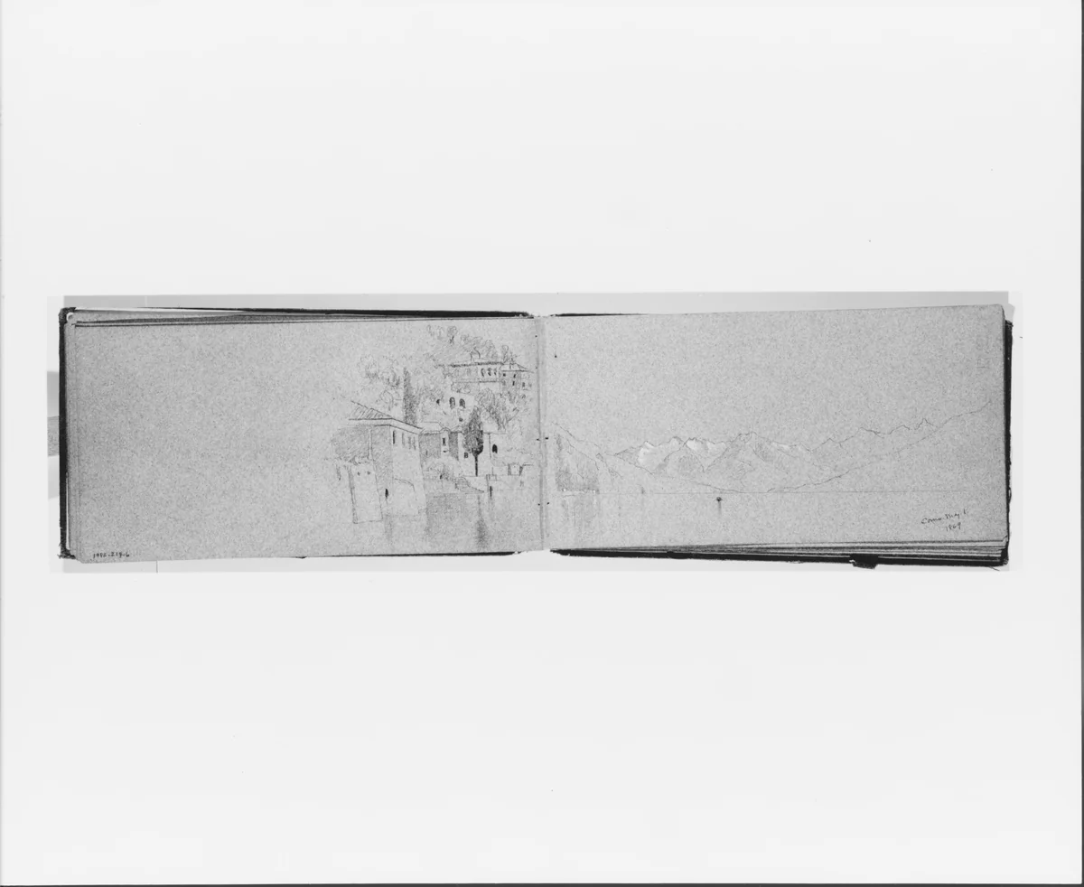 Lake Como, May 1, 1869 (recto, from sketchbook) by Jervis McEntee, artwork, 1869