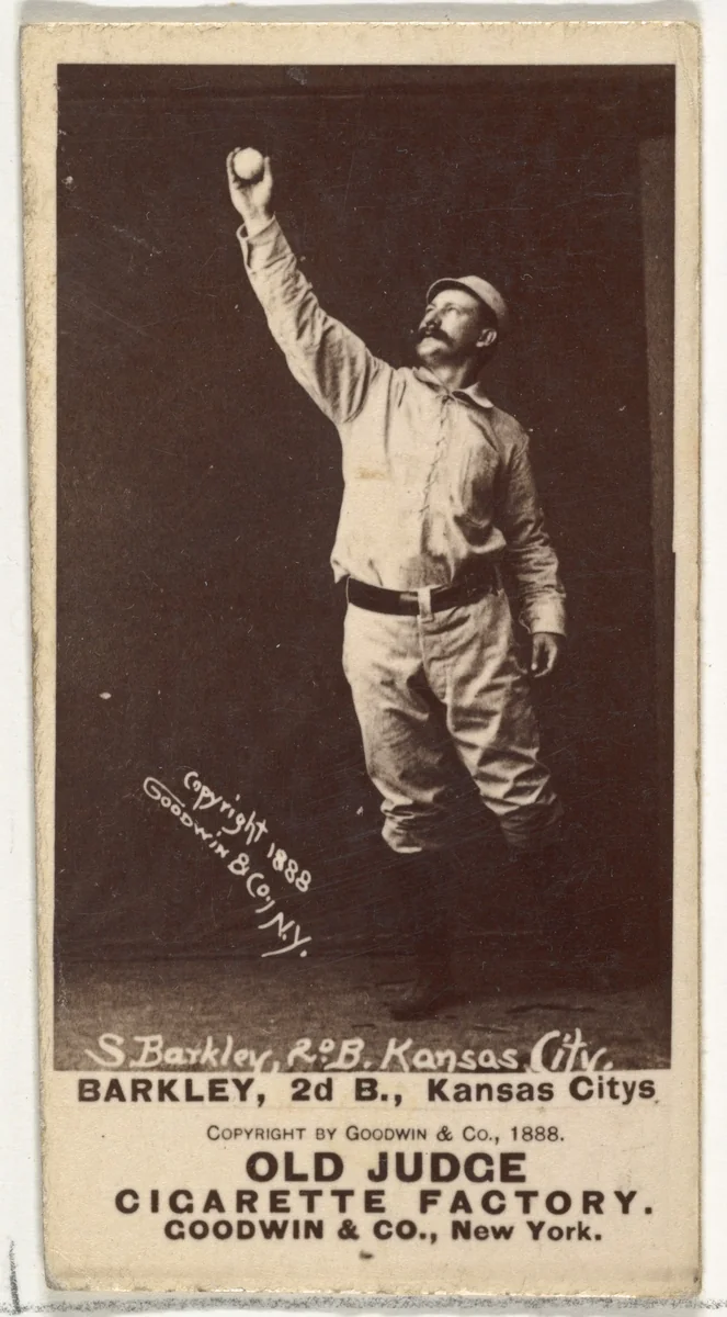 Samuel E. "Sam" Barkley, 2nd Base, Kansas City Cowboys, from the Old Judge series (N172) for Old Judge Cigarettes by Goodwin & Company, photograph, 1888
