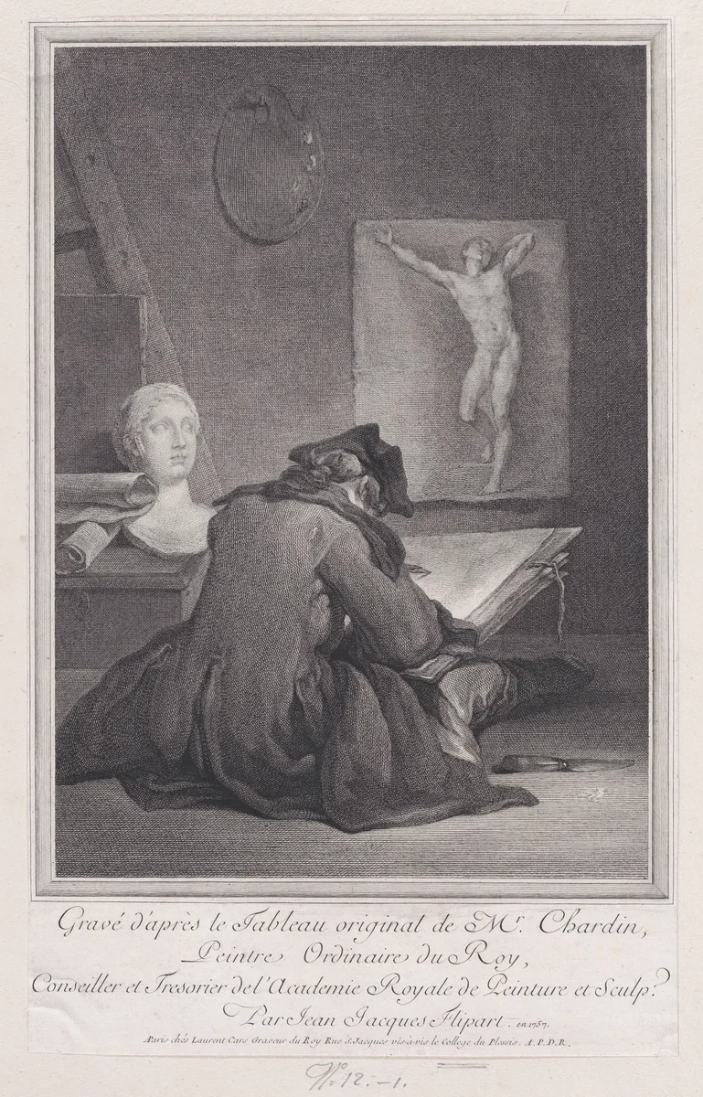 The Draftsman by Jean-Jacques Flipart, print, 1757