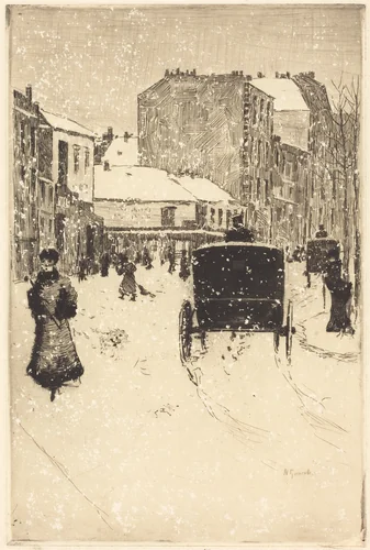 Boulevard Clichy in the Snow (Le boulevard Clichy par un temps de neige) by Norbert Goeneutte, print, 1876
