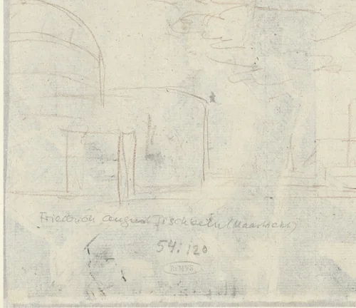Schets van architectuur in landschap by Johann Friedrich August Tischbein, drawing, 1795