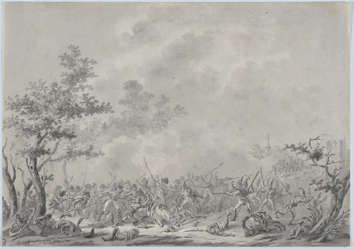 The Capture of Lieutenant General Johann Hermann von Fersen During the Battle of Bergen (19 September 1799) by Dirk Langendijk, drawing, 1803