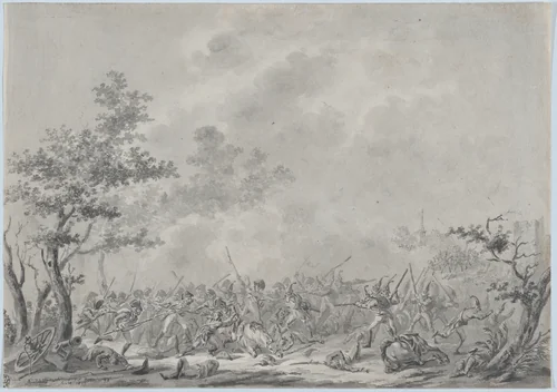 The Capture of Lieutenant General Johann Hermann von Fersen During the Battle of Bergen (19 September 1799) by Dirk Langendijk, drawing, 1803