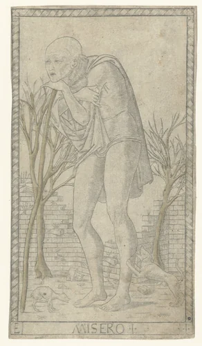 Bedelaar en twee honden by anonymous, print, 1463-1467