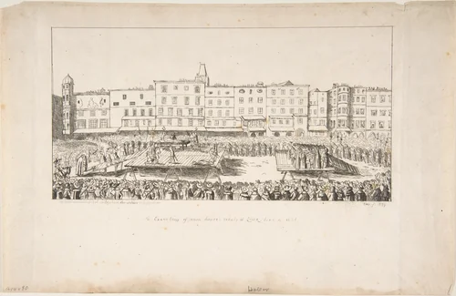An Execution of Seven Boores Rebels in Lintz, June 16, 1636 by anonymous, print, 1839