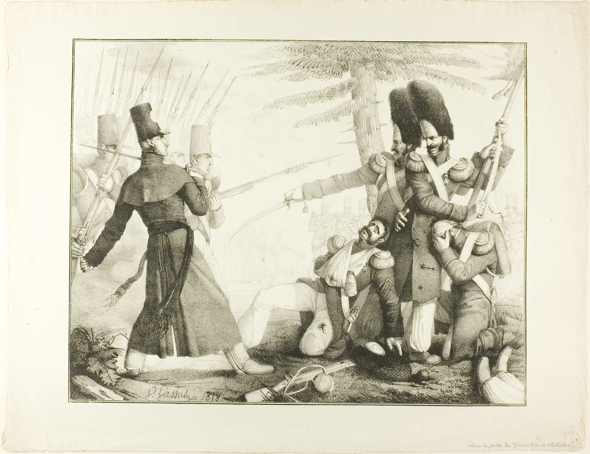 Battle Scene by Victor Lassus, print, 1818