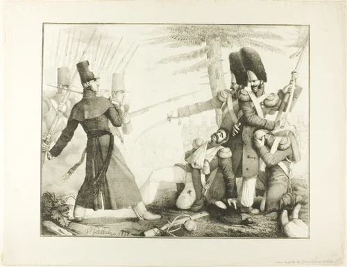 Battle Scene by Victor Lassus, print, 1818