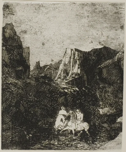 Two Small Horsemen by Odilon Redon, print, 1865