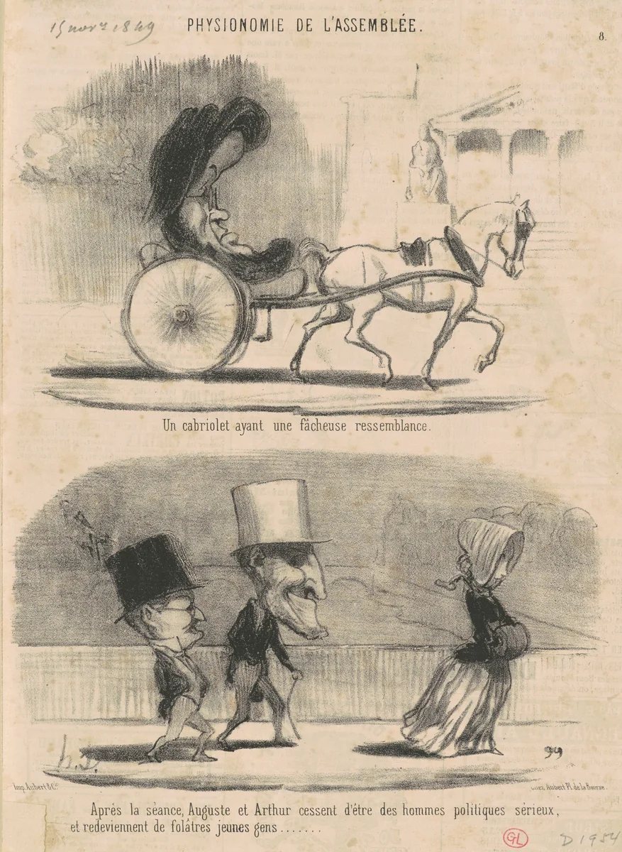 Un cabriolet ayant une facheuse ressemblance ... by Honoré Daumier, print, 1849