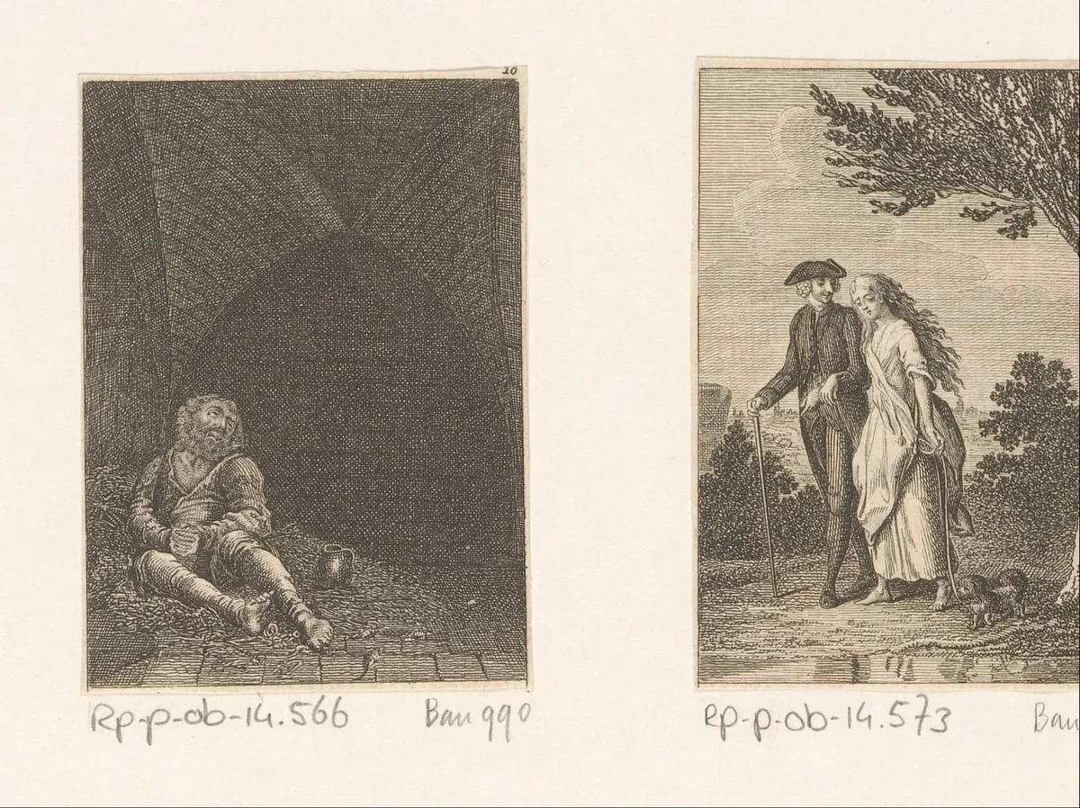 Yorick stelt zich voor hoe het zou zijn in de gevangenis by Daniel Nikolaus Chodowiecki, print, 1783