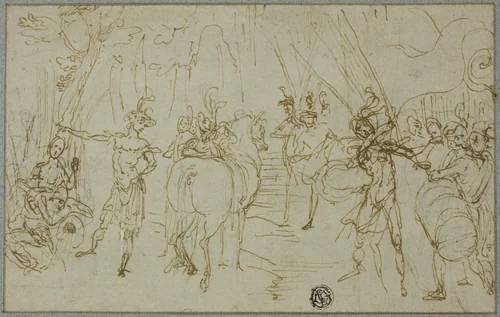Scene with Soldiers by Ludovico Cardi, drawing, 1587-1592