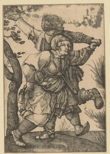 Dansende boeren by Unknown, print, 1525-1550