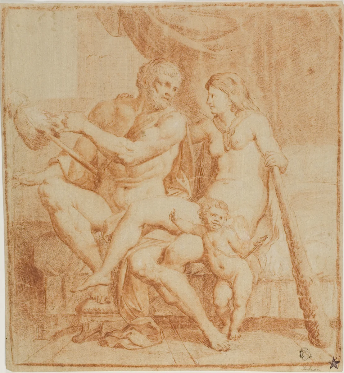 Hercules and Iole by Annibale Carracci, drawing, 1580-1700