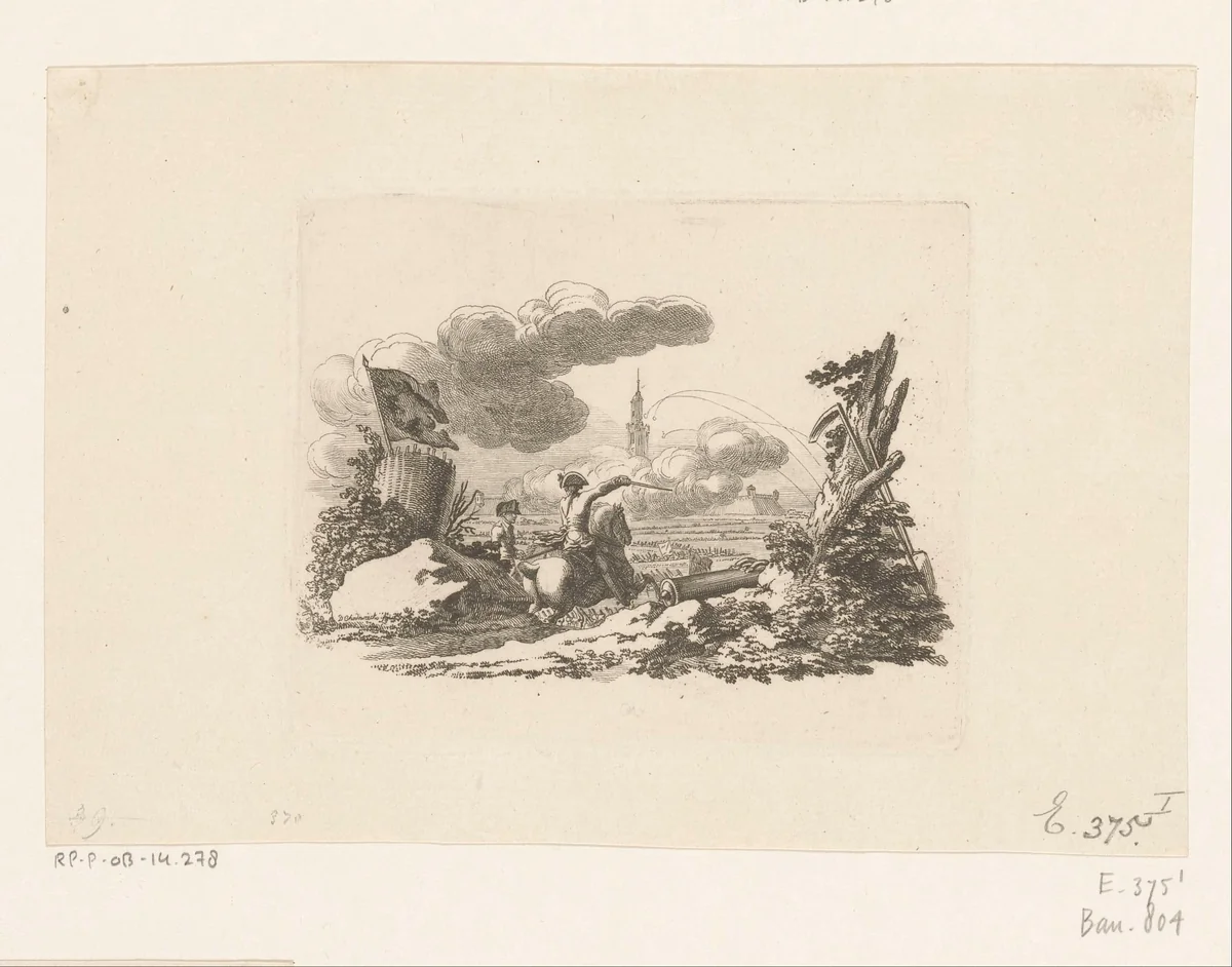 Bombardement op de vesting Schweidnitz by Daniel Nikolaus Chodowiecki, print, 1780