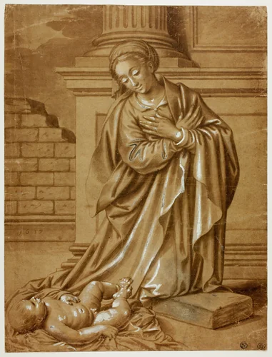 Madonna and Child by Benevenuto Tisi da Garofalo, drawing, 1501-1559