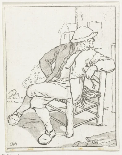 Zittende man by Anthonie van den Bos, print, 1778-1838