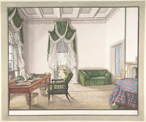 Design for interior by Charles de Brocktorff, drawing, 1825-1835