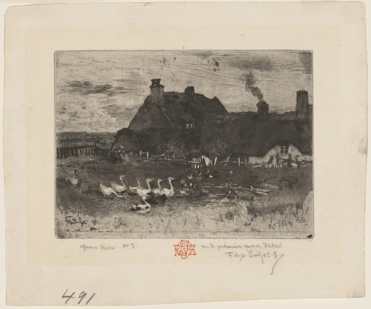 Les Petites Chaumières by Félix-Hilaire Buhot, print, 1847-1898