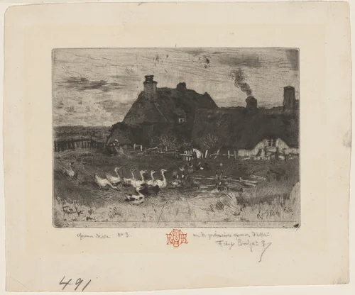 Les Petites Chaumières by Félix-Hilaire Buhot, print, 1847-1898