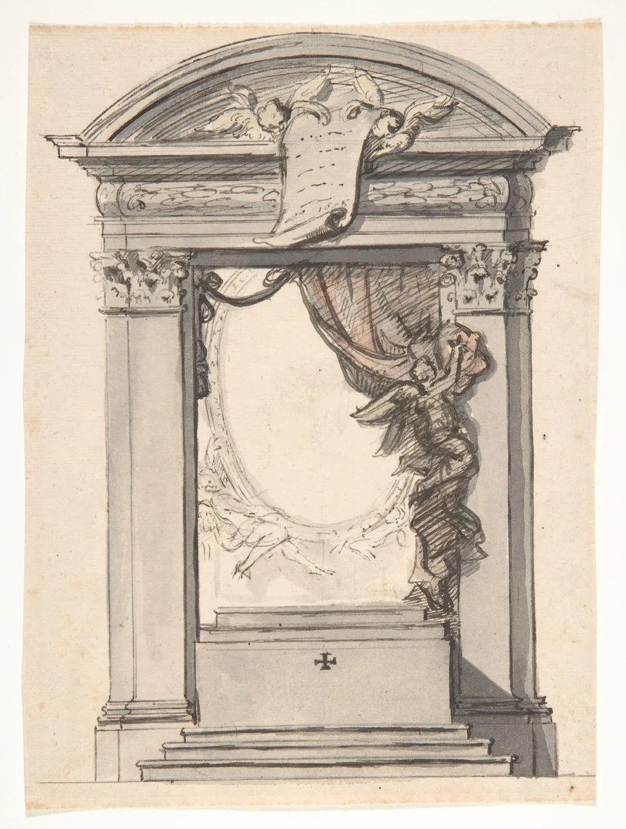 Design for an altar by Hendrik-Frans Verbruggen, drawing, 1686-1724