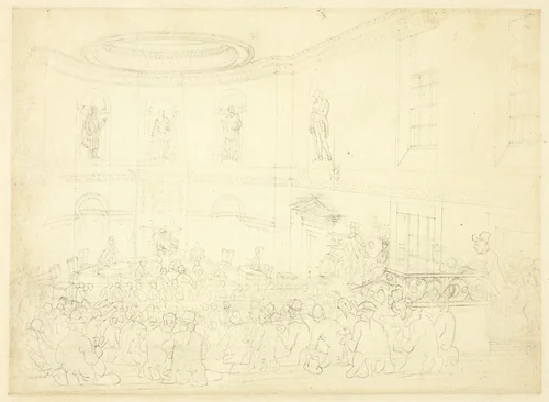 Study for India House, the Sale Room, from Microcosm of London by Augustus Charles Pugin
Thomas Rowlandson, drawing, 1807-1809