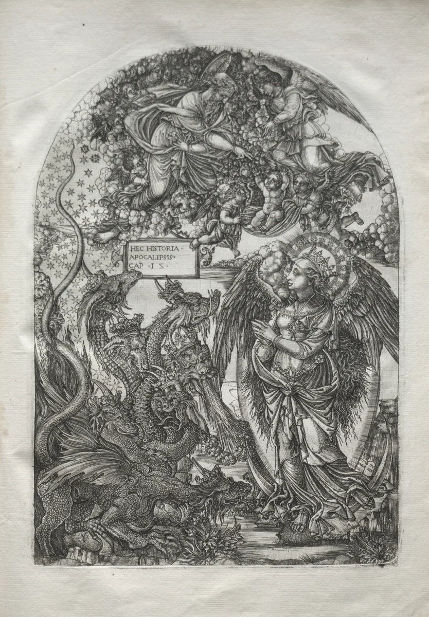 The Apocalypse: St. Michael and the Dragon by Jean Duvet, print, 1546-1556