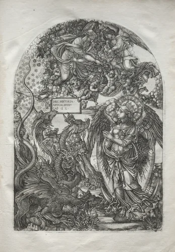 The Apocalypse: St. Michael and the Dragon by Jean Duvet, print, 1546-1556