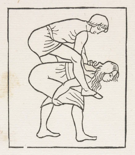 Daphnis and Chloe: Daphnis Puts the Apple into Chloe's Bosom by Aristide Maillol, print, 1937