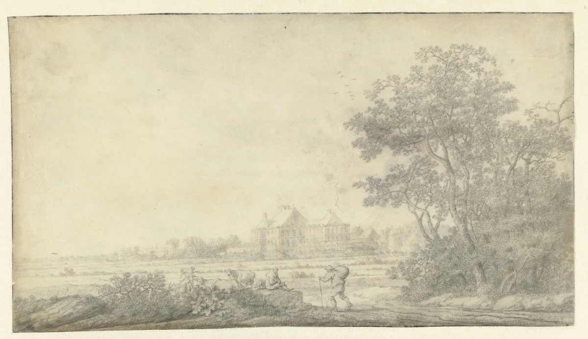 View of Huis ter Nieuburch, Rijswijk, Seen from the East by Anthonie Jansz. van der Croos, drawing, 1643