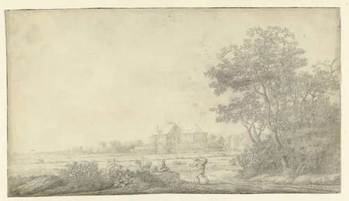 View of Huis ter Nieuburch, Rijswijk, Seen from the East by Anthonie Jansz. van der Croos, drawing, 1643