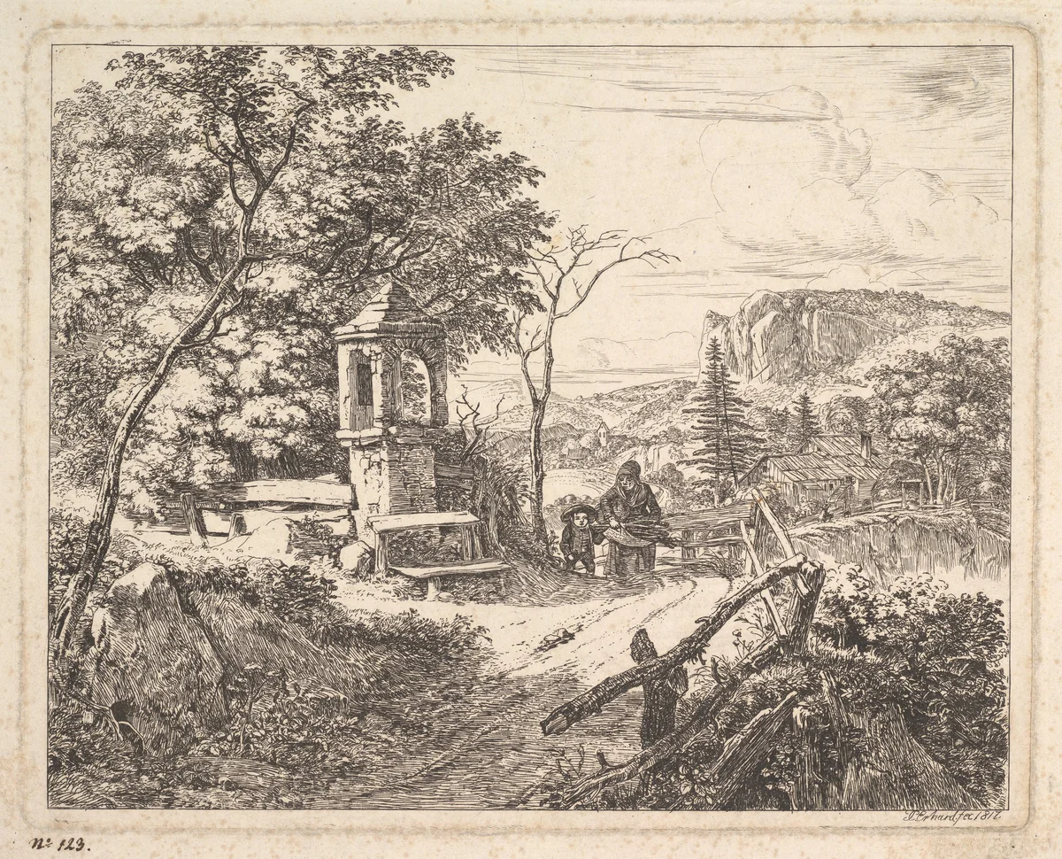 The Grove with Boys by Johann Christoph Erhard, print, 1817