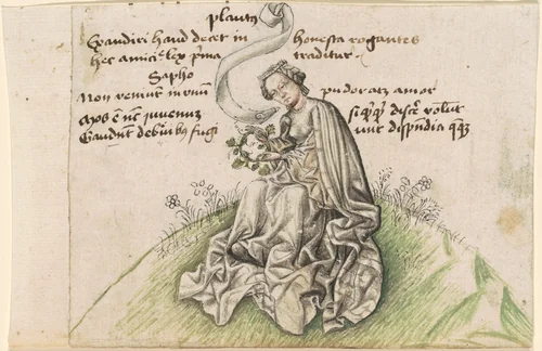Sappho by South German 15th Century, drawing, 1435-1445