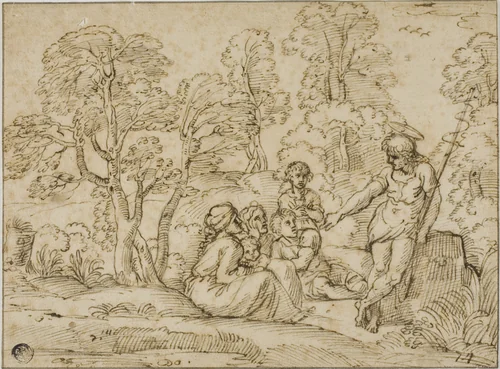 Saint John the Baptist Preaching by Annibale Carracci, drawing, 1580-1799