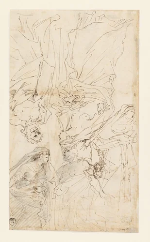 Figuurschetsen van een man en een vrouw by Giovanni Francesco Grimaldi, drawing, 1652-1662