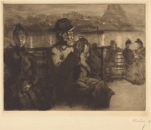 Sur la Seine, la nuit by Auguste Lepère, print, 1888