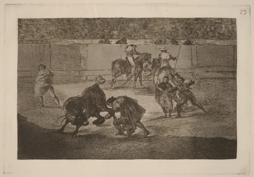 Pepe Illo haciendo el recorte al toro (Pepe Illo Making the Pass of the "Recorte") by Francisco Goya, portfolio, 1816