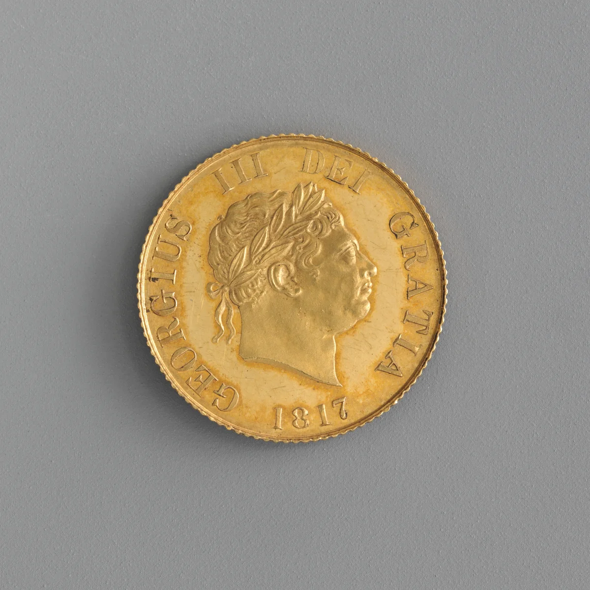 Proof half sovereign of George III by Benedetto Pistrucci, metalwork, 1817