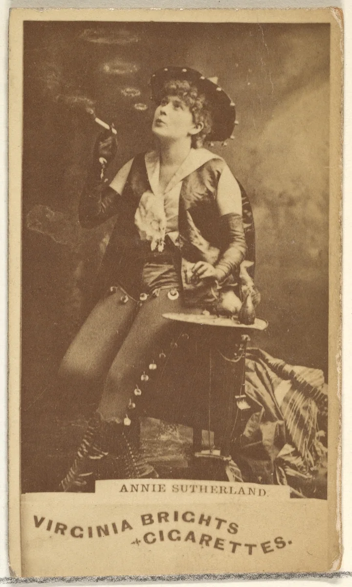 Annie Sutherland, from the Actors and Actresses series (N45, Type 1) for Virginia Brights Cigarettes by Allen & Ginter, photograph, 1885-1891