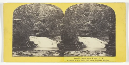 Enfield Creek, near Ithaca, N.Y. Cascade above Main Fall, near Lucifer's Kitchen by J. C. Burritt, photograph, 1860-1865