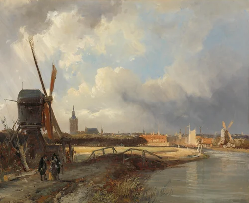 Gezicht op Den Haag by Cornelis Springer, painting, 1850-1852